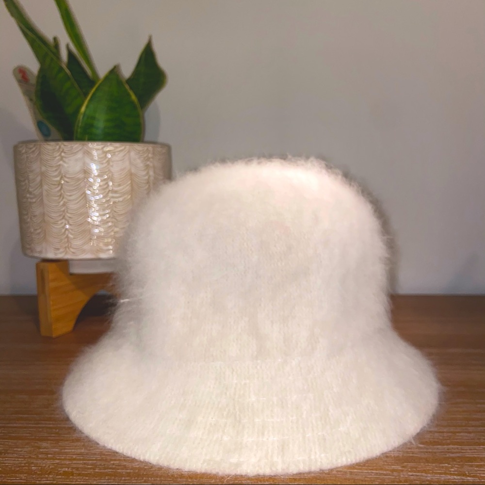 Cream Angora Rabbit Hair Bucket Hat